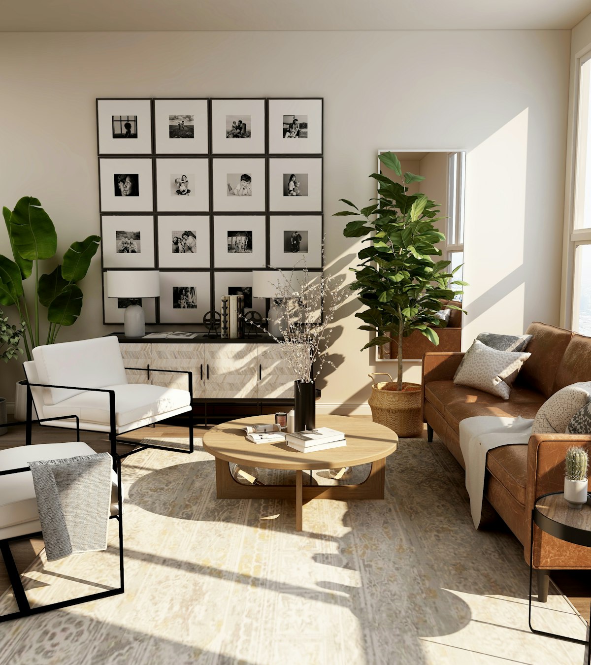 Warm natural textures and considered details in a serene contemporary interior